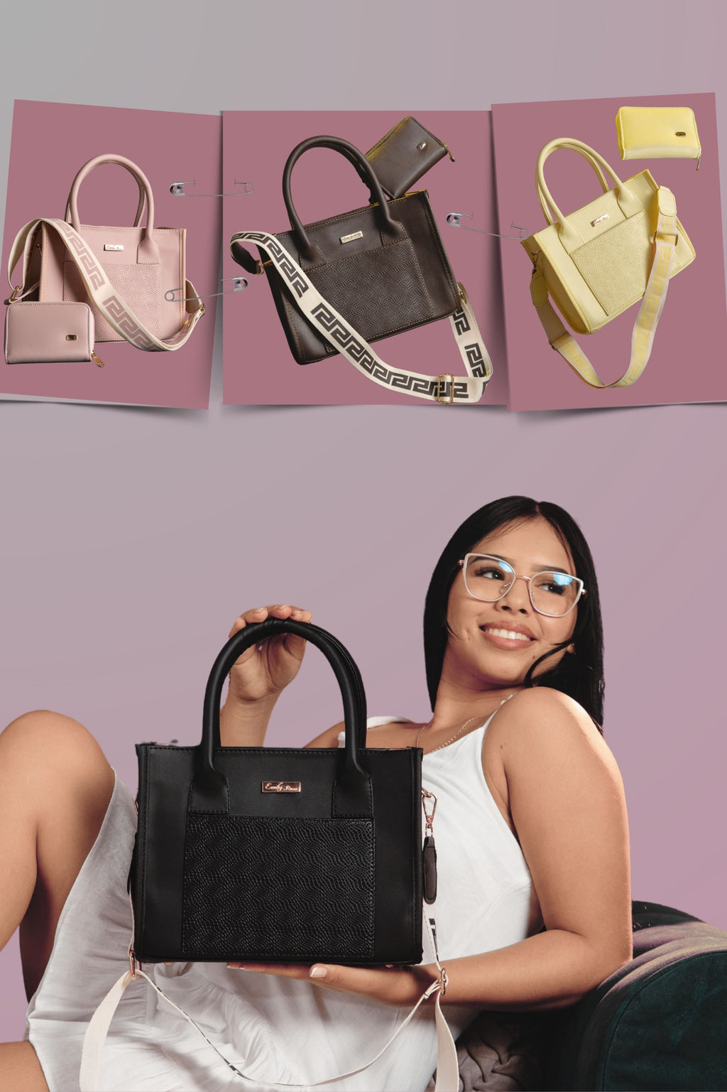 Bolso pequeño para mujer con billetera incluida, correa larga en reata y diseño elegante. Resistente, práctico y perfecto para uso diario.